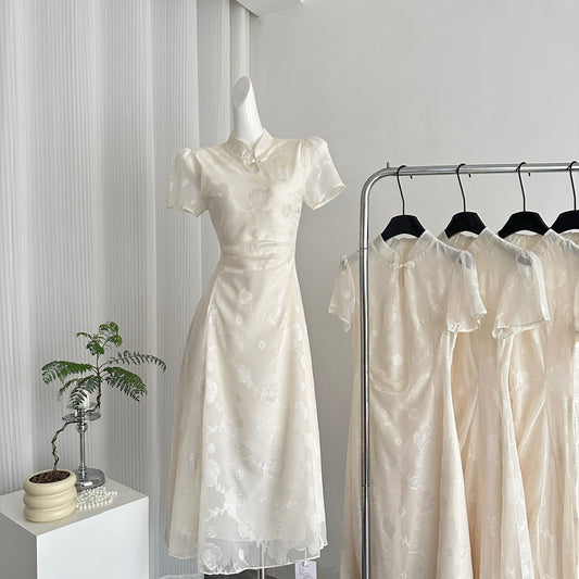 Jacquard cheongsam skirt new Chinese style dress waist a-line temperament skirt R2021