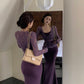Purple lace cardigan slim fit hip fishtail sling dress two piece suit royal sister skirt R0505