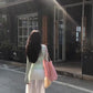 2025 Cool and Relaxed Wear Set Green Long-sleeved T-shirt Vest Skirt Three-piece Set R0497