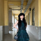 Forest style outfit retro green mesh sleeveless vest dress beautiful skirt R0738