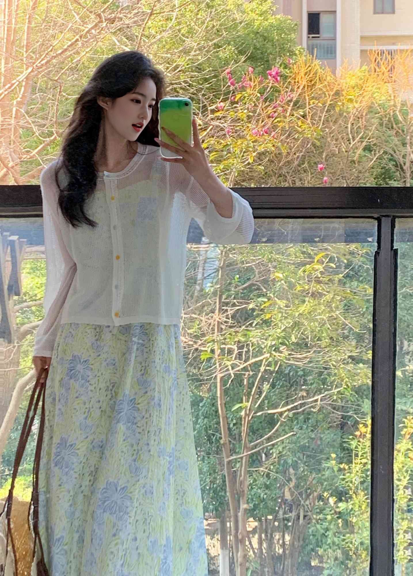 Super beautiful suspender long dress beautiful green floral dress R0627