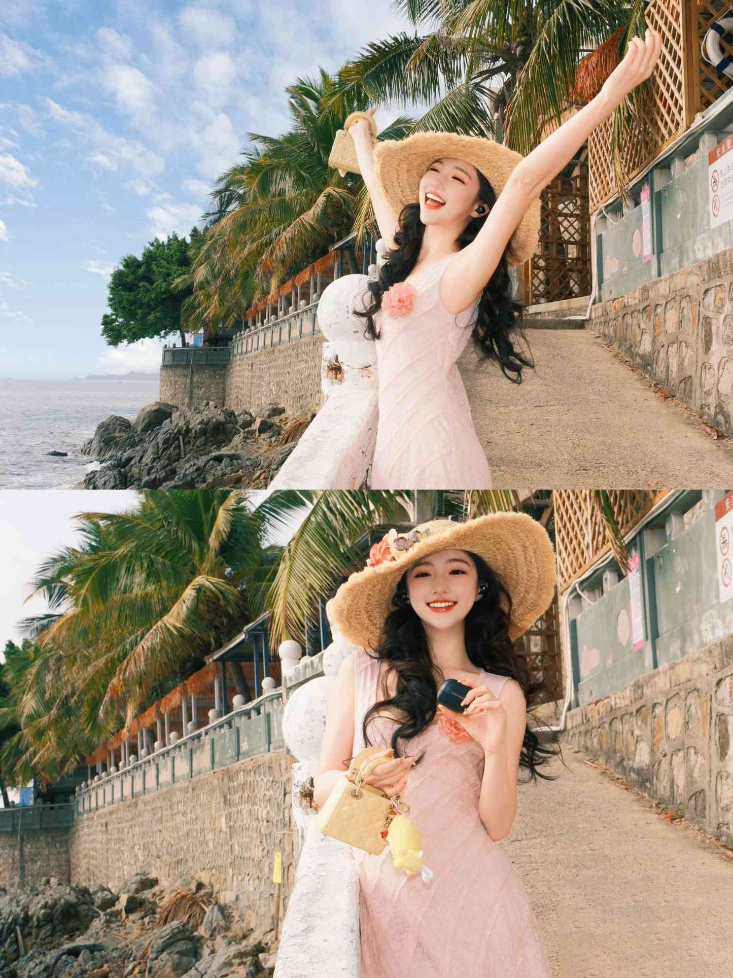 Pink lace suspender dress unique waist temperament long skirt R0496