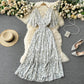 Seaside holiday dress 2025 new sexy V-neck waist slim long chiffon floral beach dress R2262
