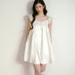 White satin glossy three-dimensional pleated dress cloud collar three-dimensional flower baby dress R5168