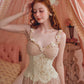 French sweet lace pink mesh fish bone suspender dress fairy dress homecoming dress R5140