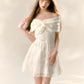White one-shoulder dress knitted splicing sequined tutu skirt R5172