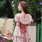 French Pastoral Retro Lace Print Herringbone Long Sleeve Dress Homecoming Dress R5165