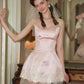 Super sweet pink dress French satin dress short homecoming dress R5138