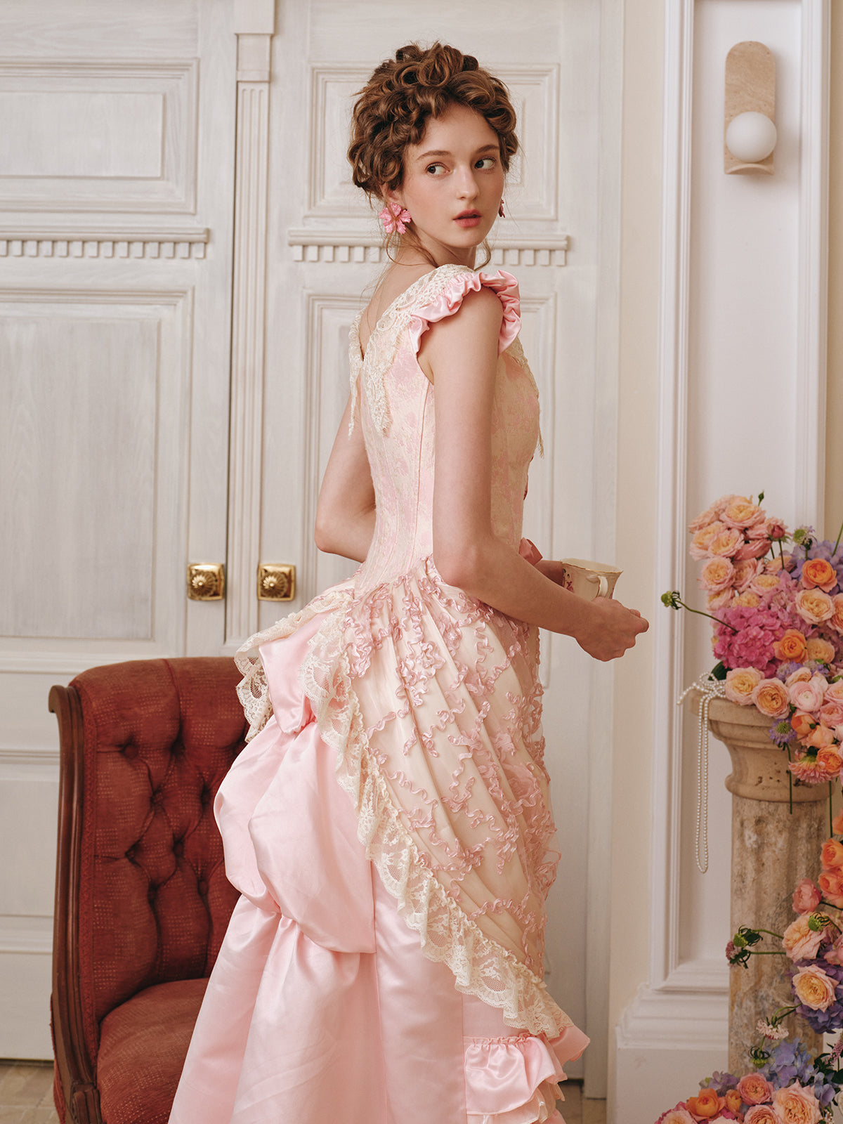 French palace style design niche heavy fishbone dress homecoming dress R5159