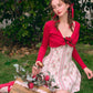 French pastoral red halter dress short petite homecoming dress R5152