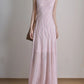 Pink suspender dress, beautiful waist temperament long dress R0533