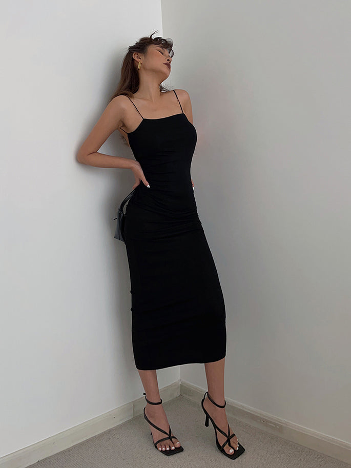 Temperament big backless waist suspender dress women's summer sexy long hip skirt R3077