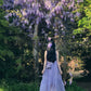 Atmosphere small skirt gentle temperament A-line long skirt purple halter neck dress R0671