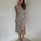 French retro floral tight slit suspender dress slim sexy mid-length skirt over the knee skirt R3036