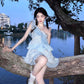 French sweet floral ruffle patchwork dress niche design princess fairy dress R1657