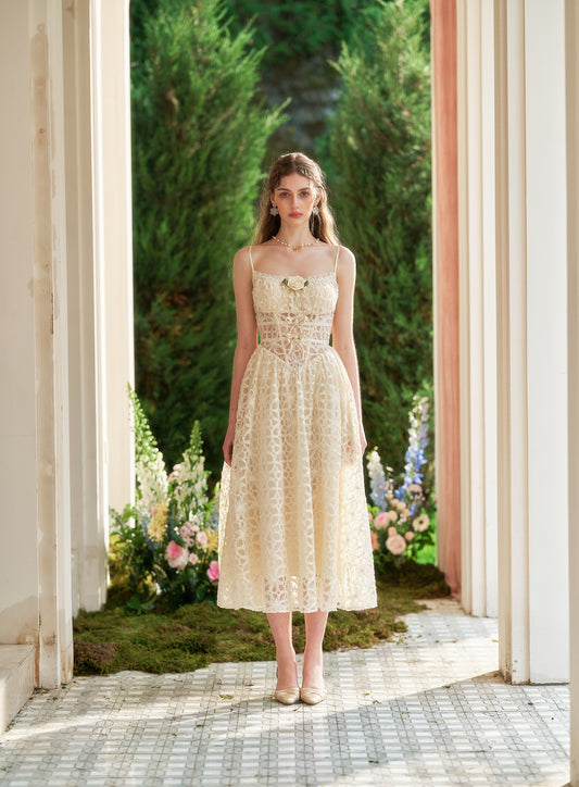 French style little white dress heavy suspenders long fishbone dress summer R5110