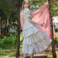 Retro Pastoral Print Bowknot Herringbone Dress R5114