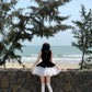 Black sleeveless vest dress temperament waist puffy short skirt R0545