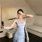 Vacation style outfit beautiful gentle style halter neck vest a-line skirt two-piece suit R0863