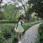 Summer beautiful suit green suspender top a-line skirt two-piece suit 2025 R0851