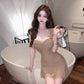 French pure desire style sexy mesh dress ruffled slim fit hip-hugging short skirt vest skirt R3630