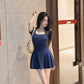 Pure desire style sexy dress summer high waist elastic slim fit solid color A-line short skirt R3671
