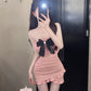 Bowknot tube top dress sweet and spicy style small waist irregular slim sexy short skirt R3632