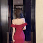 Sexy ruffled one-shoulder dress for women, high-end temperament, v-neck, slim-fitting, hip-wrapped short skirt R3676