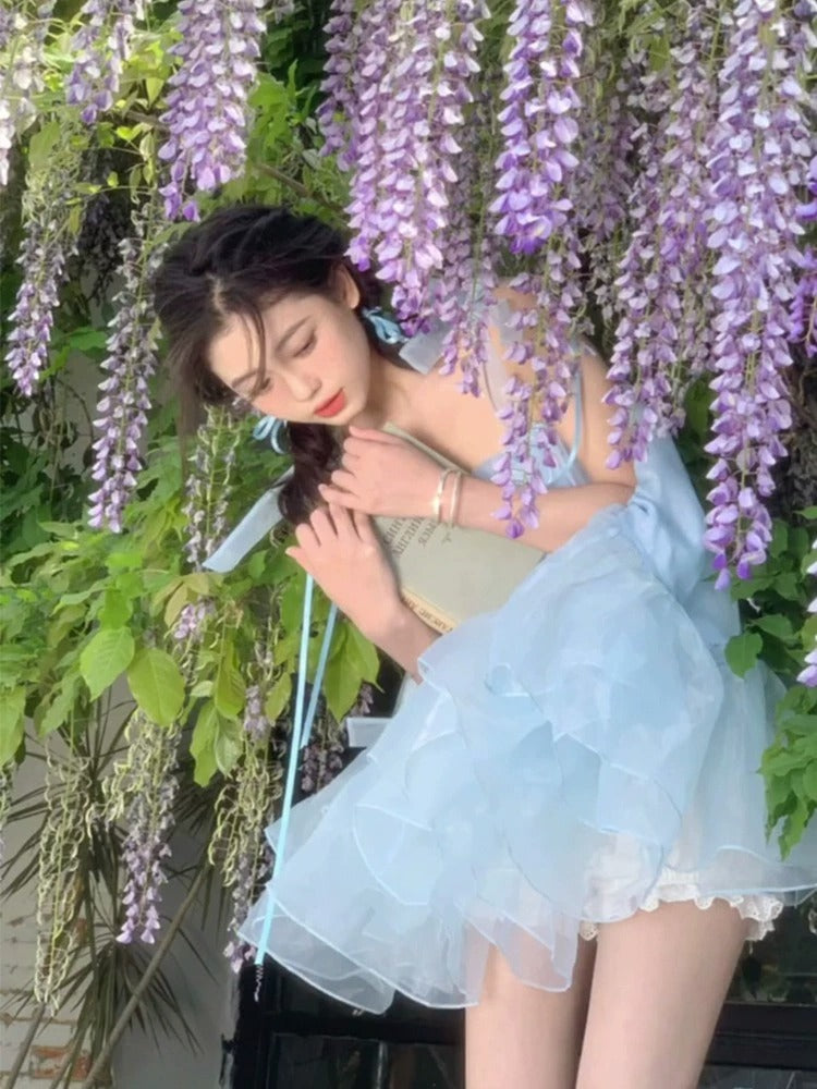 French ballet style dopamine outfit Disney princess skirt puffy suspender dress summer R1643