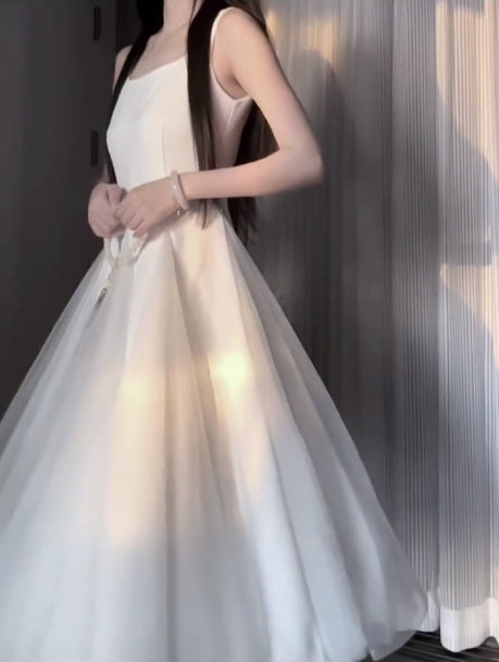 French style high-end dress, super beautiful, evening dress, super fairy, beautiful suspender long dress R0441