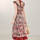 French retro red floral dress women's new beautiful long dress R1941