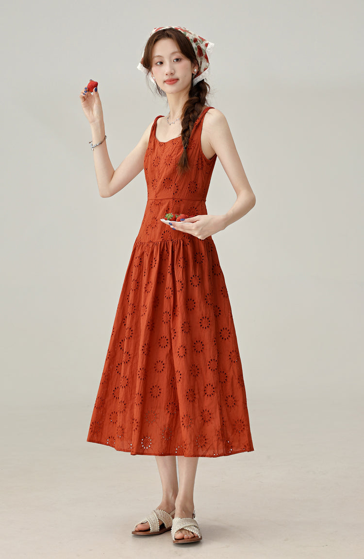 Beautiful red suspender dress for women 2025 new style waist a-line skirt R1952