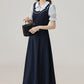 2025 Summer College Style Fake Two Piece Blue Dress Interview Dress R1956