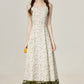 Summer temperament first love series white floral dress green sunscreen shirt R1957