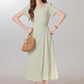 Summer fresh and sweet green plaid dress for women with waist-length dress R1964