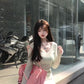 2025 Cool and Relaxed Wear Set Green Long-sleeved T-shirt Vest Skirt Three-piece Set R0497