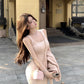 Sexy pink knitted suspender dress gentle temperament waist slim hip skirt R0502