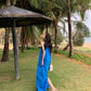 Klein blue sleeveless suspender dress loose lazy style seaside holiday atmosphere dress R1633