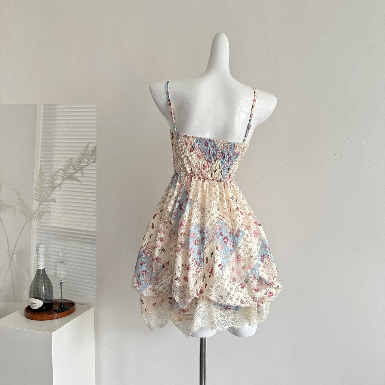 2025 new niche retro floral lace bud rose strappy suspender dress R1988