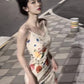 Floral suspender dress Slim fit temperament waist hip long skirt R0607