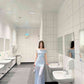 Blue floral mesh one-shoulder dress with gentle temperament and beautiful waist R0608