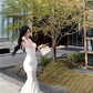 White lace suspender dress beautiful waist hip skirt R0526