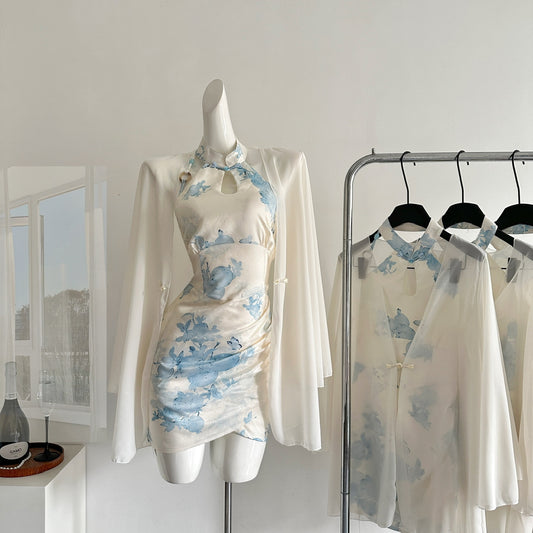 Fallen Flowers for Faith 2025 Temperament Ancient Style Printed Fairy Dress R2069