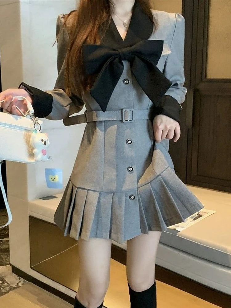 French high-end waist dress new large size waist slimming A-line pleated skirt R1883