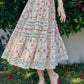 French cotton pastoral lace print dress fishbone skirt square neck women R5071