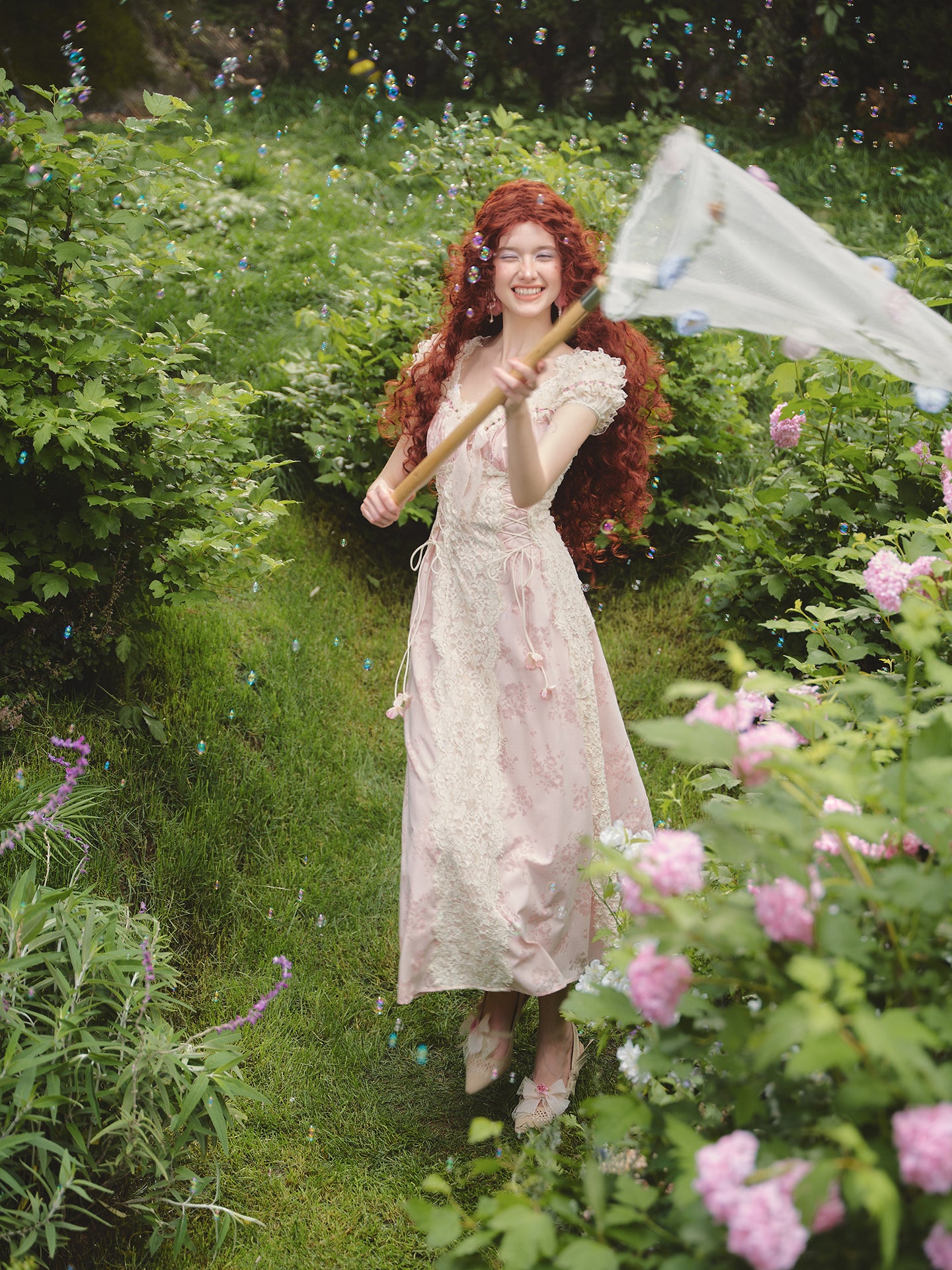 French sweet design tie waist lace dress new R5070