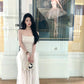 Holiday French style white suspender dress niche design slim fit fairy long dress R1812