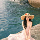 Pink lace suspender dress unique waist temperament long skirt R0496