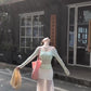 2025 Cool and Relaxed Wear Set Green Long-sleeved T-shirt Vest Skirt Three-piece Set R0497