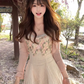 Flower suspender dress gentle and sweet style temperament waist A-line short skirt R0812